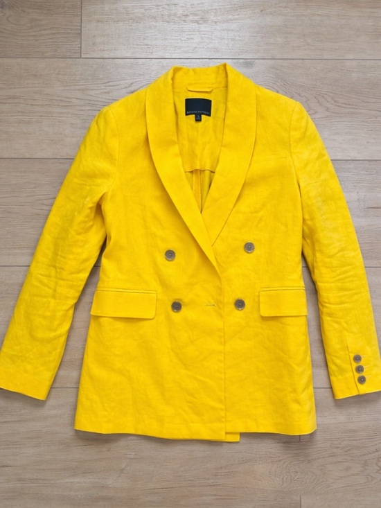 Banana Republic Jackets & Blazers - Banana Republic Vibrant Yellow Double-Breasted Linen Blazer